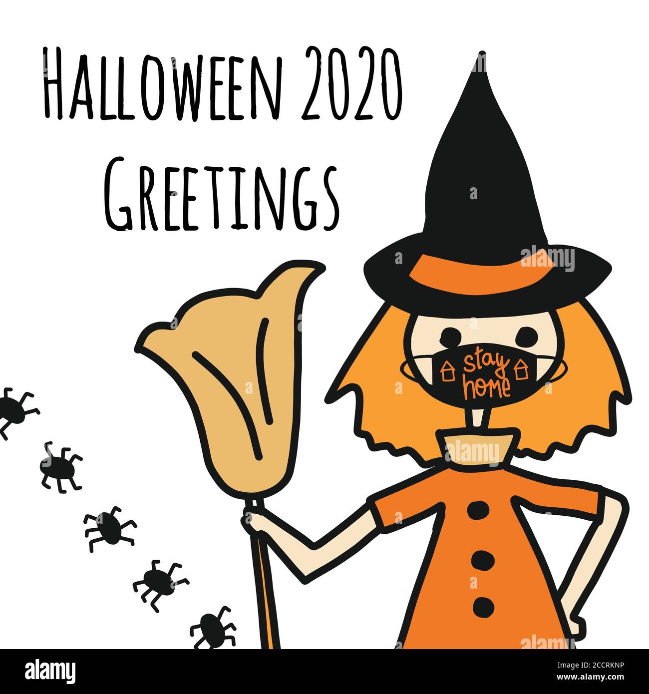 Halloween 2020 greeting card template. Fully editable vector