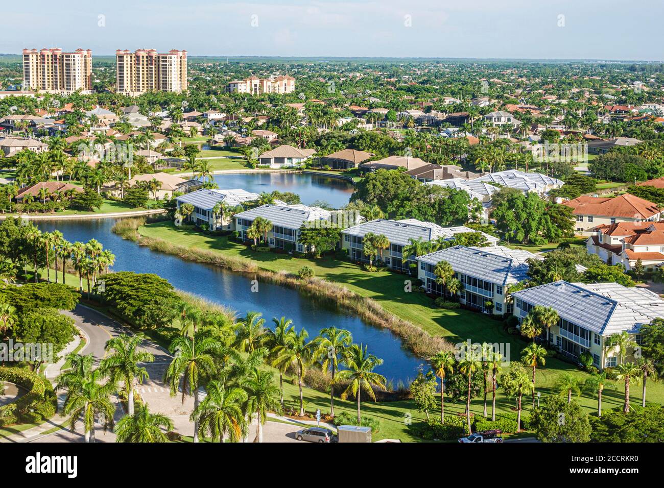 Cape Coral Florida,Westin Cape Coral Resort at Marina Village,residential community,two story condominium condominiums condo condos residential reside Stock Photo