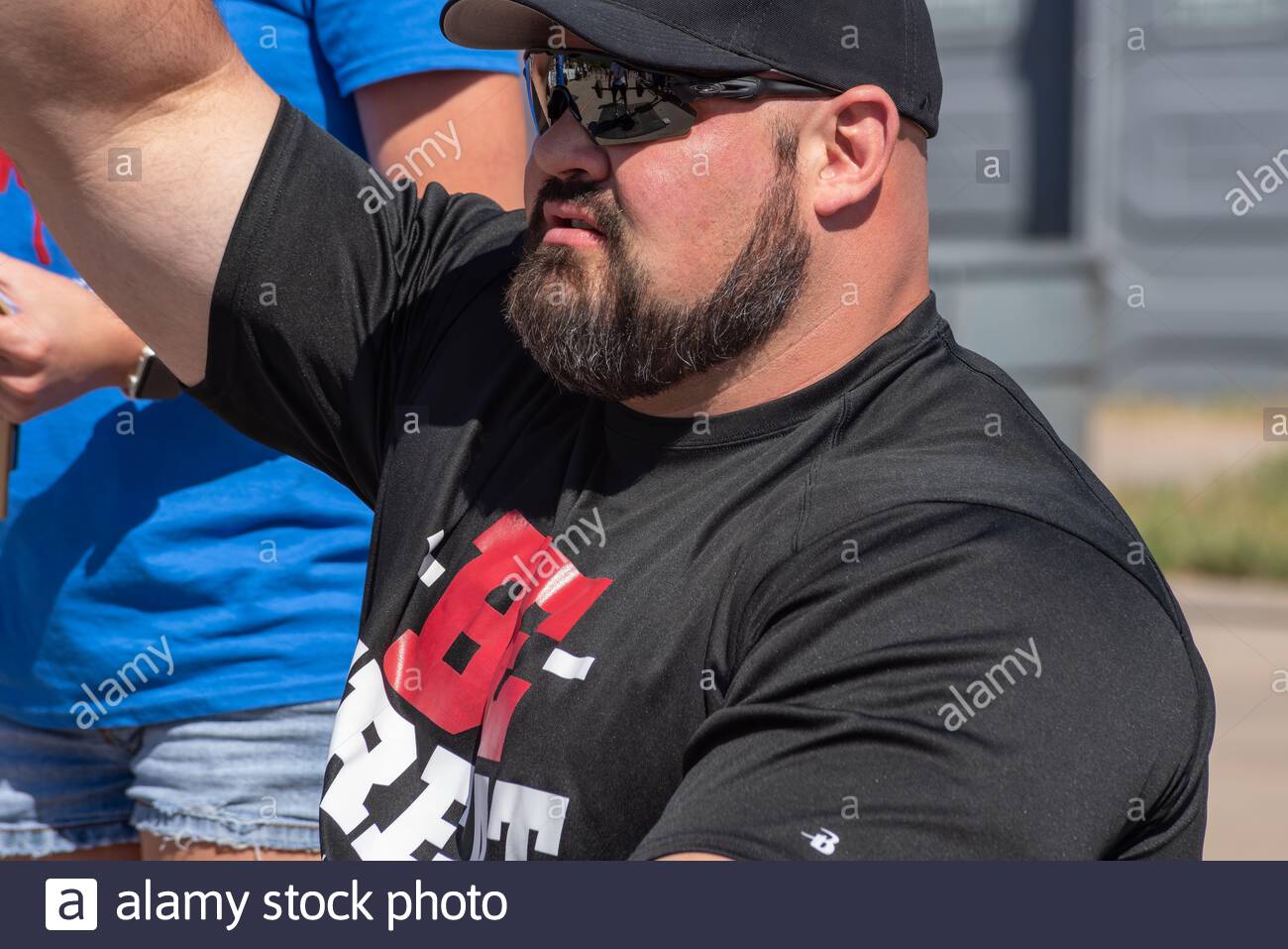 Closeup Of Brian Shaw Four Time Winner World S Strongest Man Judging The Crown Mountain Strongman Championship Aug 17 19 Ell Jebel Colorado Stock Photo Alamy