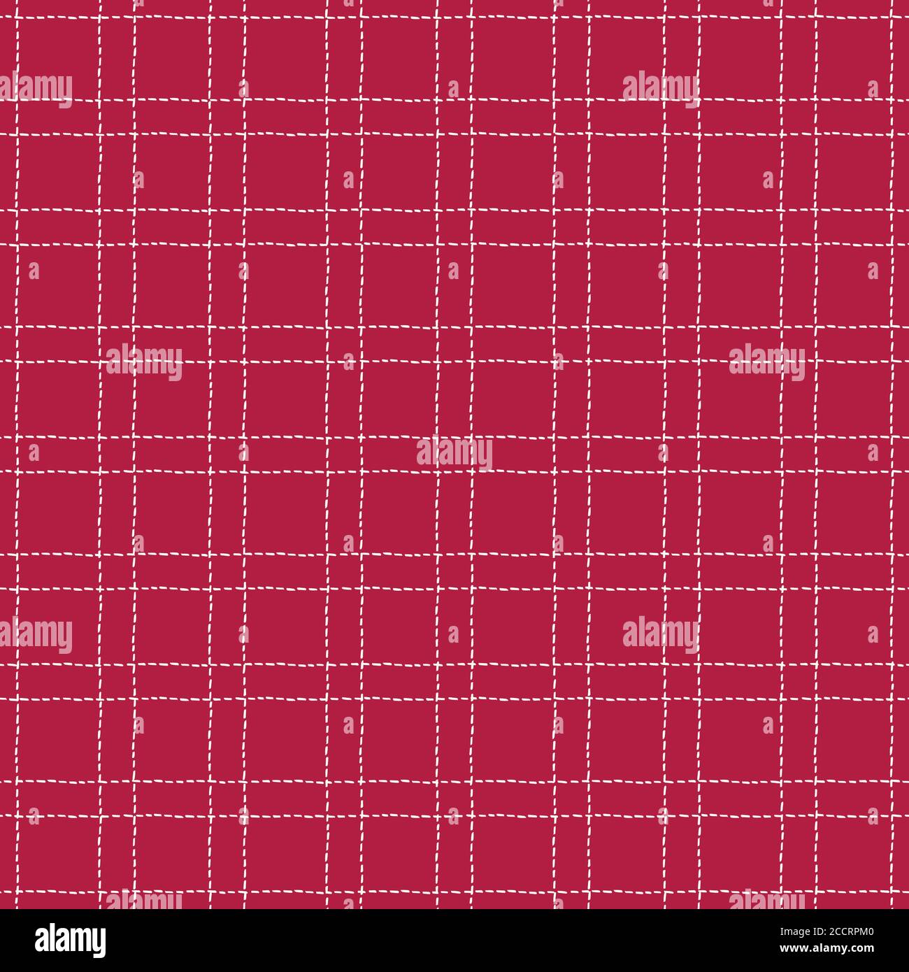 Classic Hand-Drawn White and Red Stitched Plaid Checks Vector Seamless Pattern Stock Vector