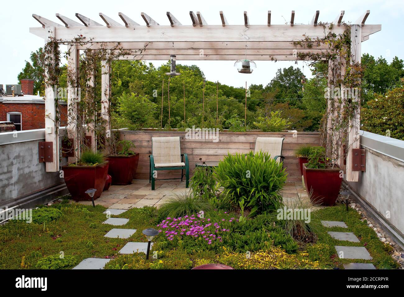 Residential Rooftop Garden Stock Photo