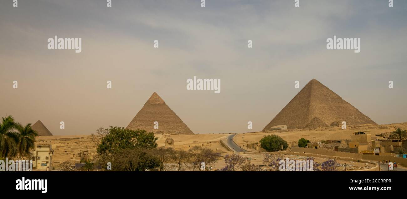 Panoramic of Pyramids of Giza. Cairo. Egypt. Stock Photo