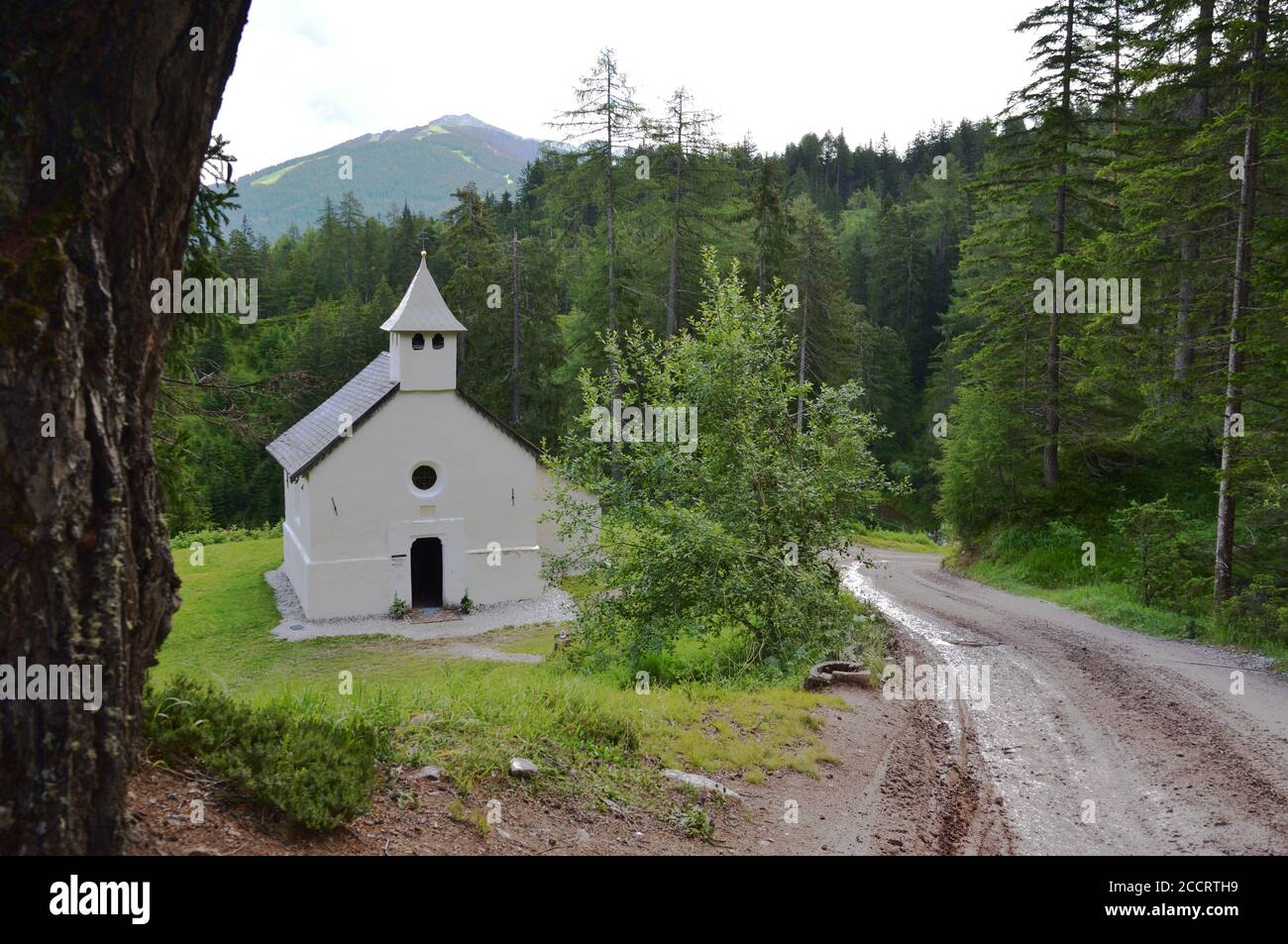 In Bagni di San Candido, above the old Wildbad spa complex, there is the small chapel dedicated to San Salvatore Stock Photo