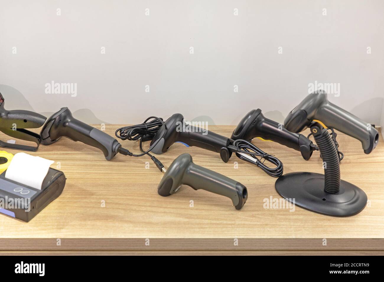 Many Business Commercial Handheld Barcode Scanner Readers Stock Photo