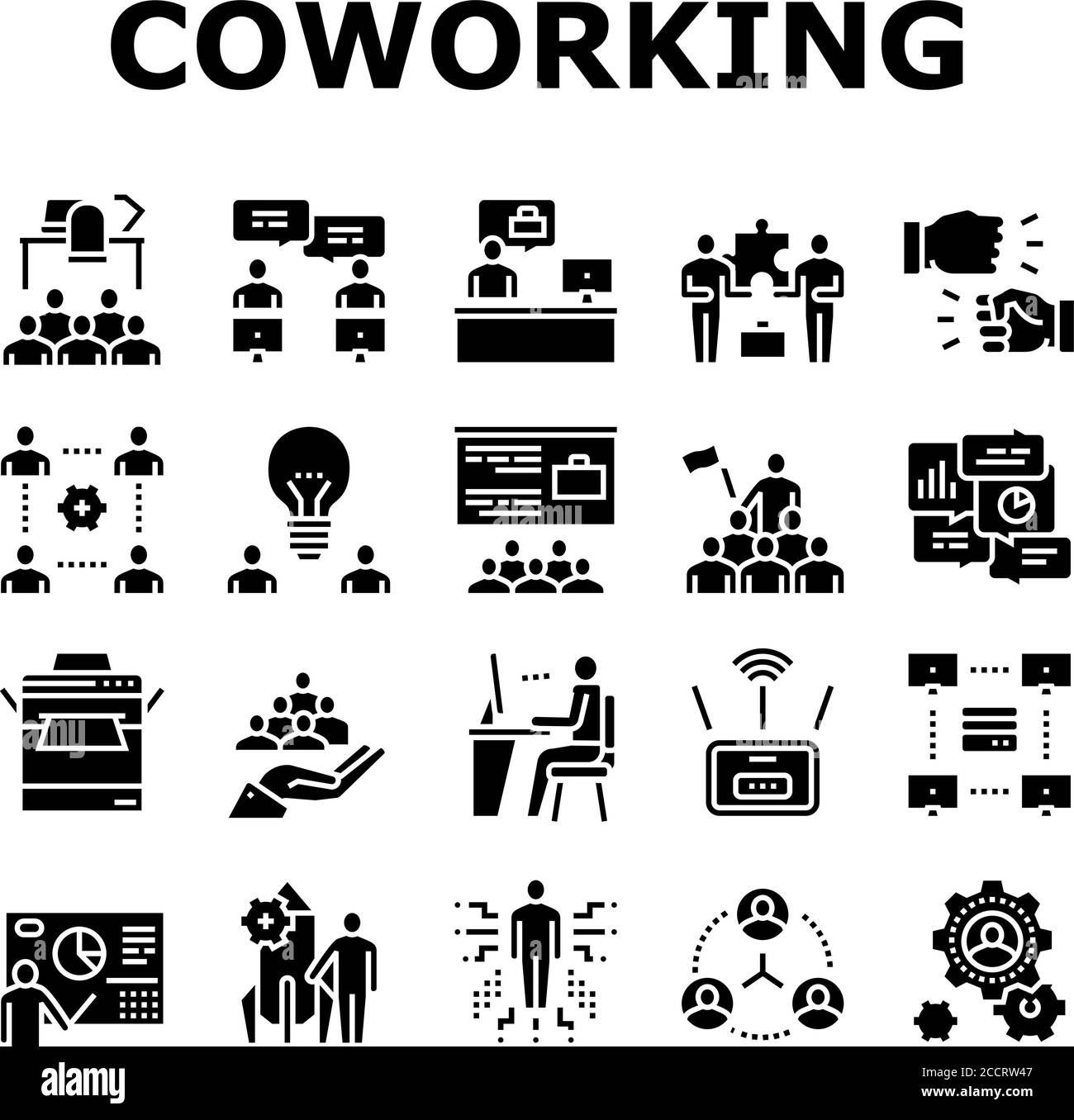 Coworking Service Collection Icons Set Vector Stock Vector Image & Art ...