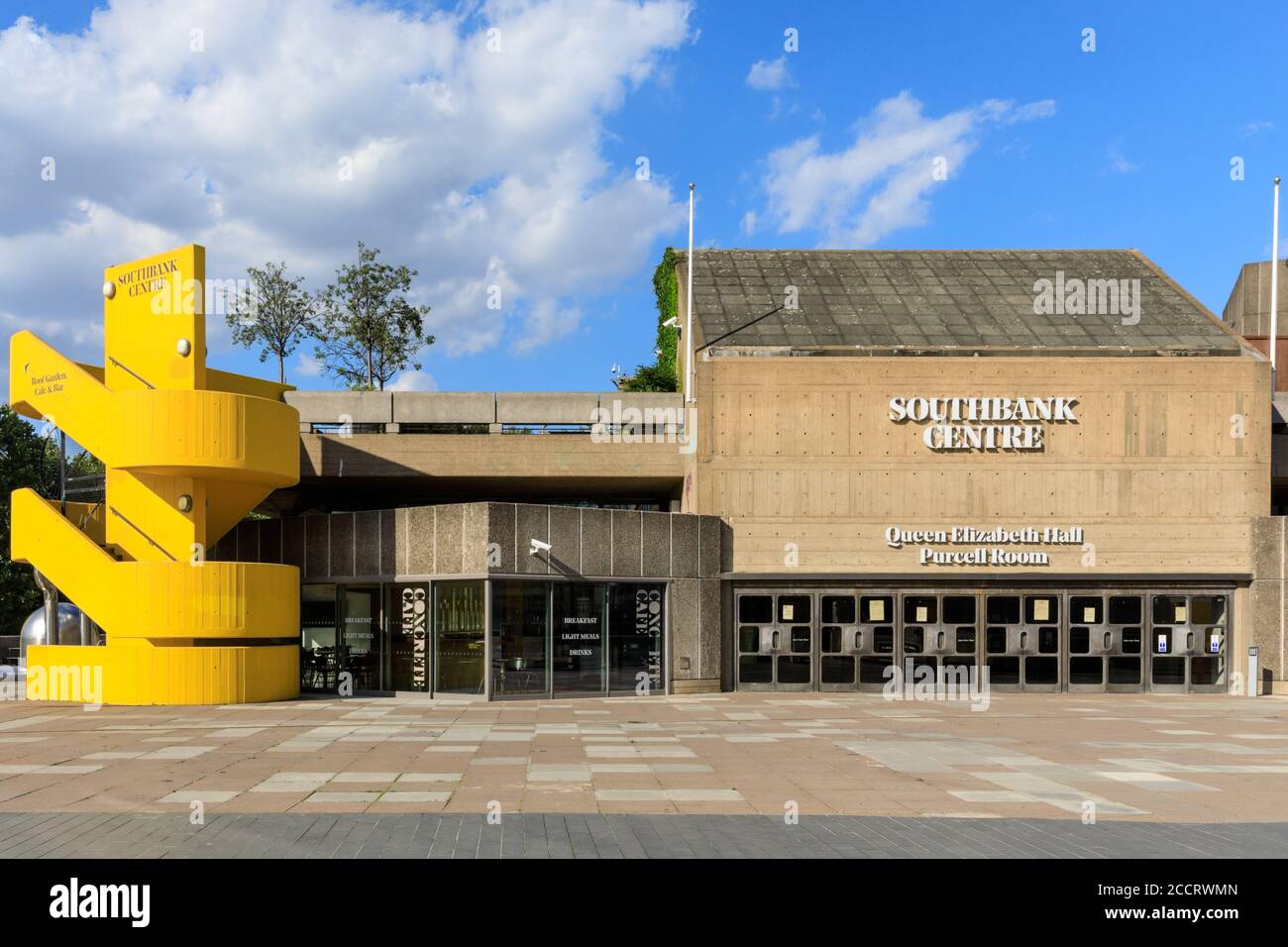 Southbank Centre, exterior of Queen Elizabeth Hall, iconic brutalist architecture culture and concert venue, London, England, UK Stock Photo