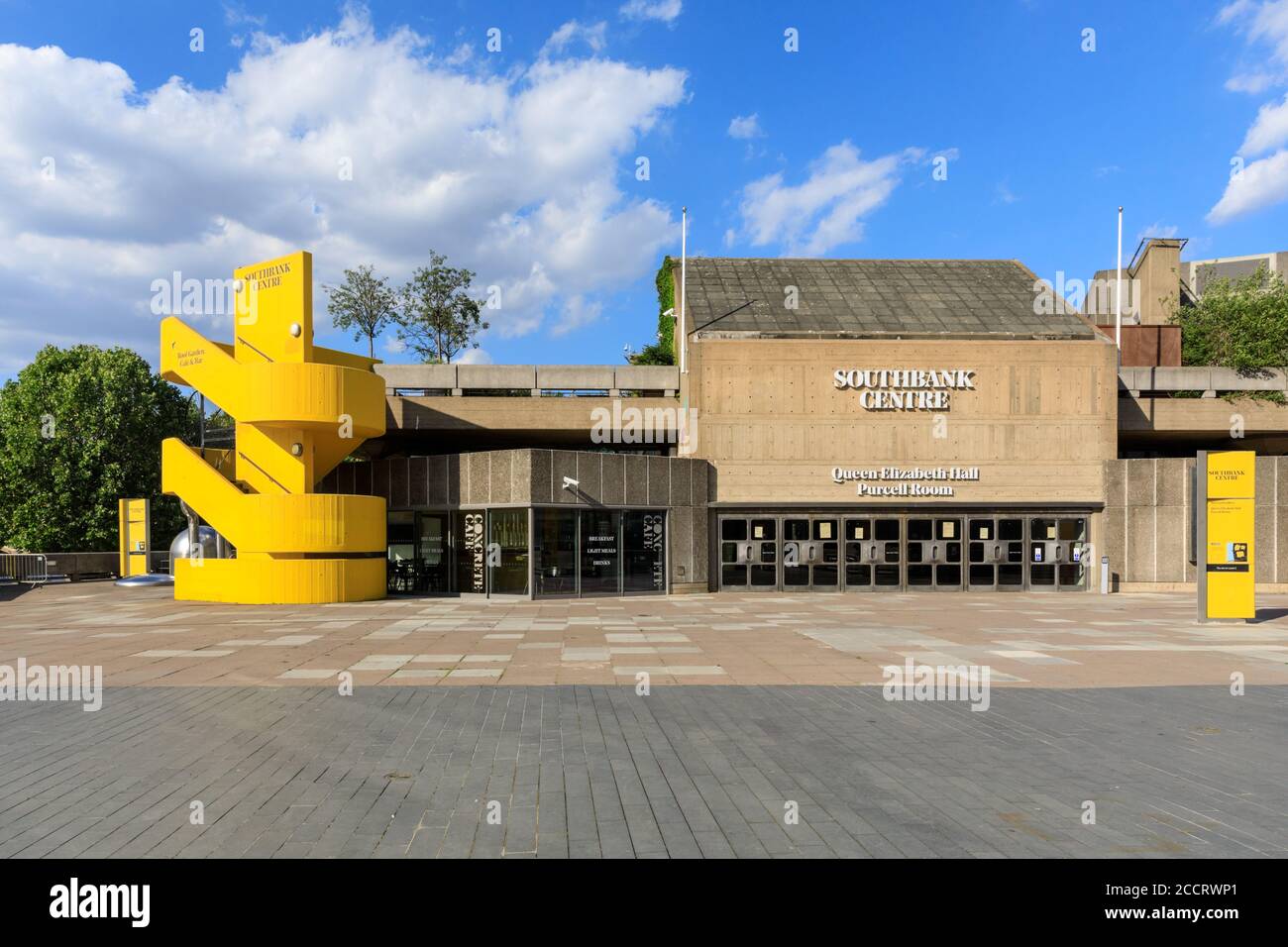 Southbank Centre, exterior of Queen Elizabeth Hall, iconic brutalist architecture culture and concert venue, London, England, UK Stock Photo