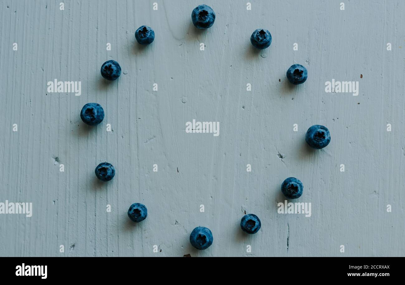 blueberries folded in a circle on white background Stock Photo