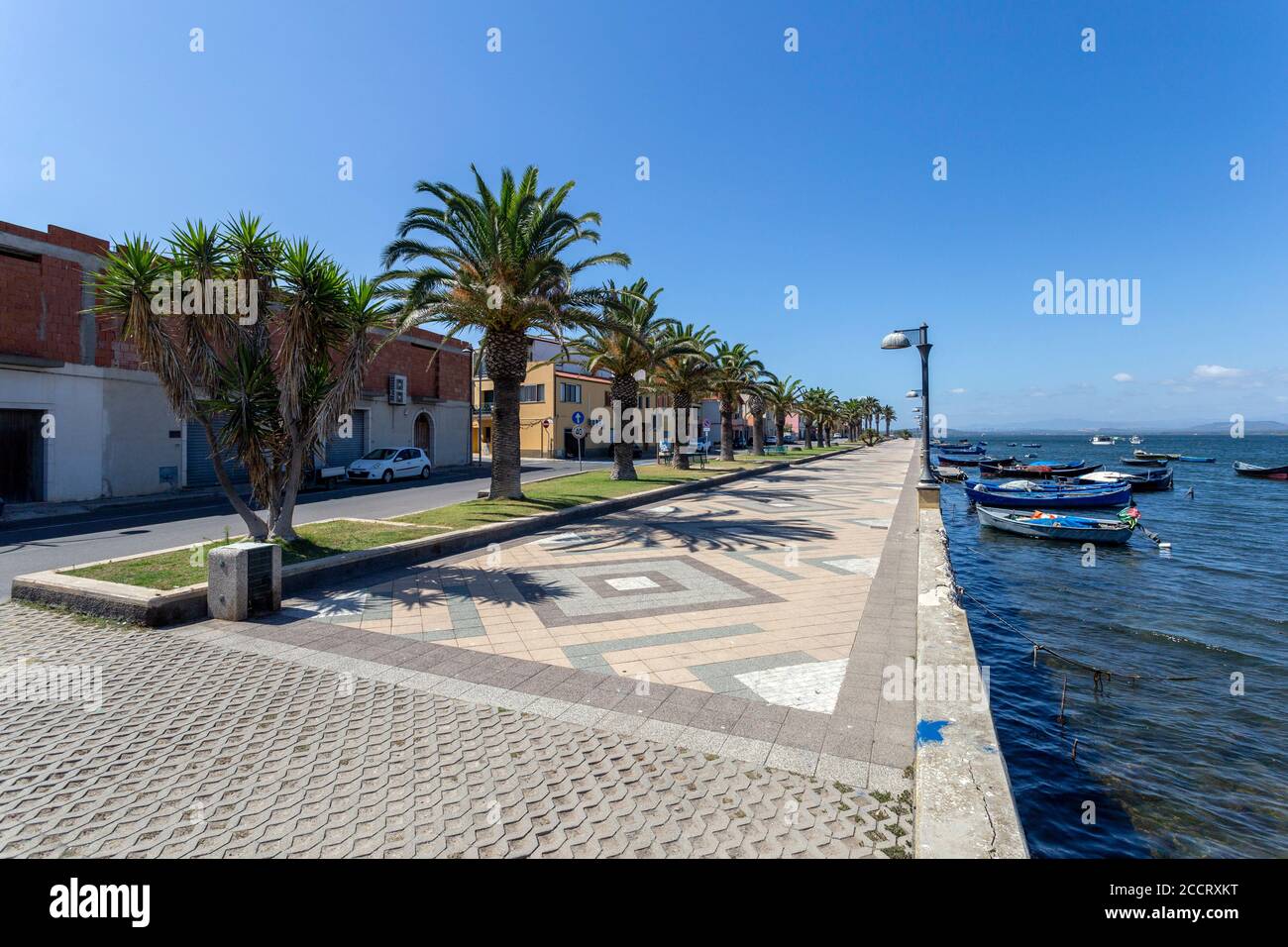 Sant'Antioco, Italy - 07 18 2020: Fishing boats in the port of Sant'Antioco, Sardinia Stock Photo