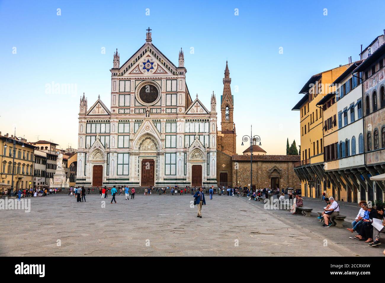 Florence, Italy, September 20, 2015: The Basilica di Santa Croce and the Piazza di Santa Croce in Florence, Italy Stock Photo