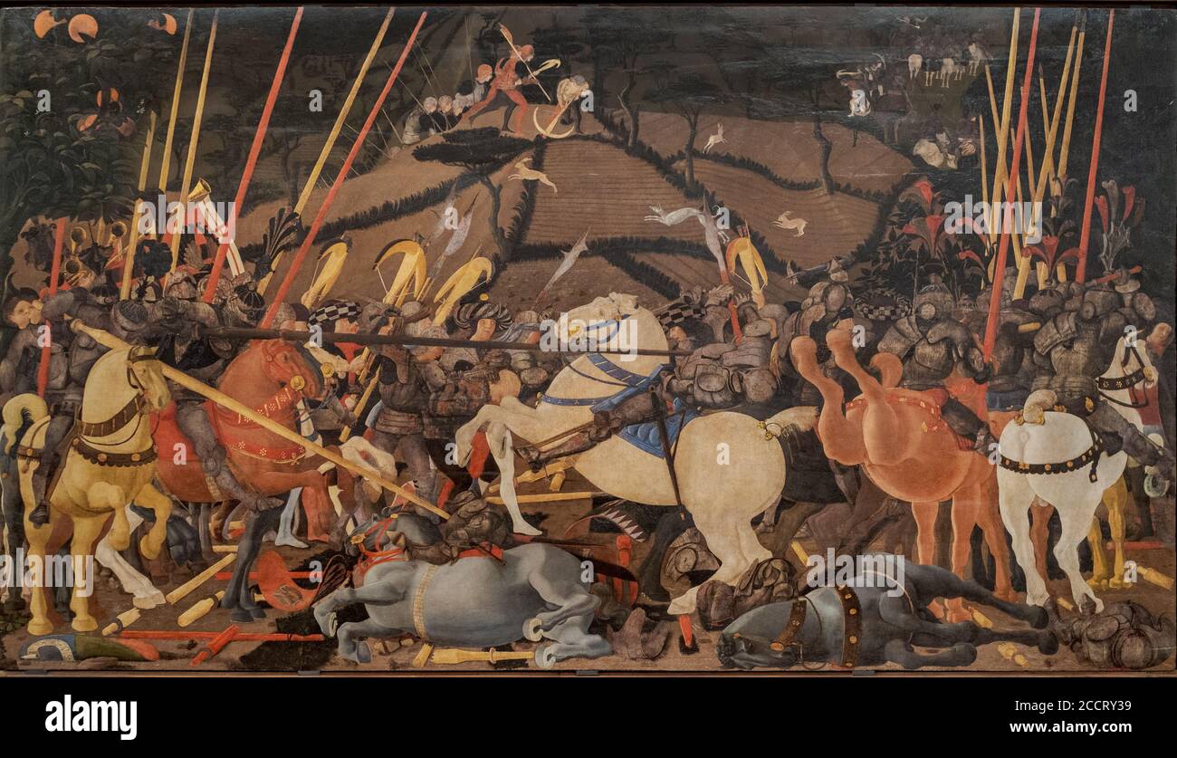 Paolo di Dono alias Paolo Uccello(1397-1475), The Battle of San Romano, 1435-1440 circa, tempera on wood. Uffizi Galleries, Florence, Italy. Stock Photo