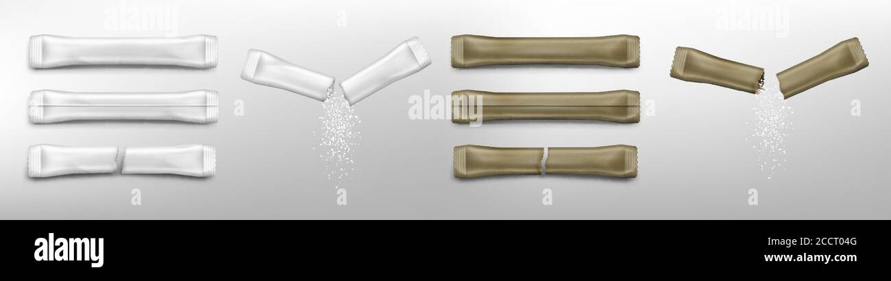 Download Sugar Sticks Blank White And Brown Whole New And Used Torn In Half Sachets For Salt