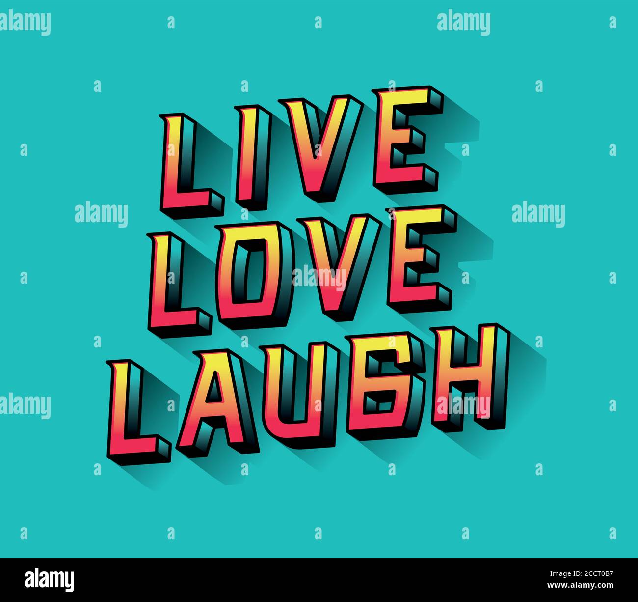 live love laugh lettering design, typography retro and comic theme