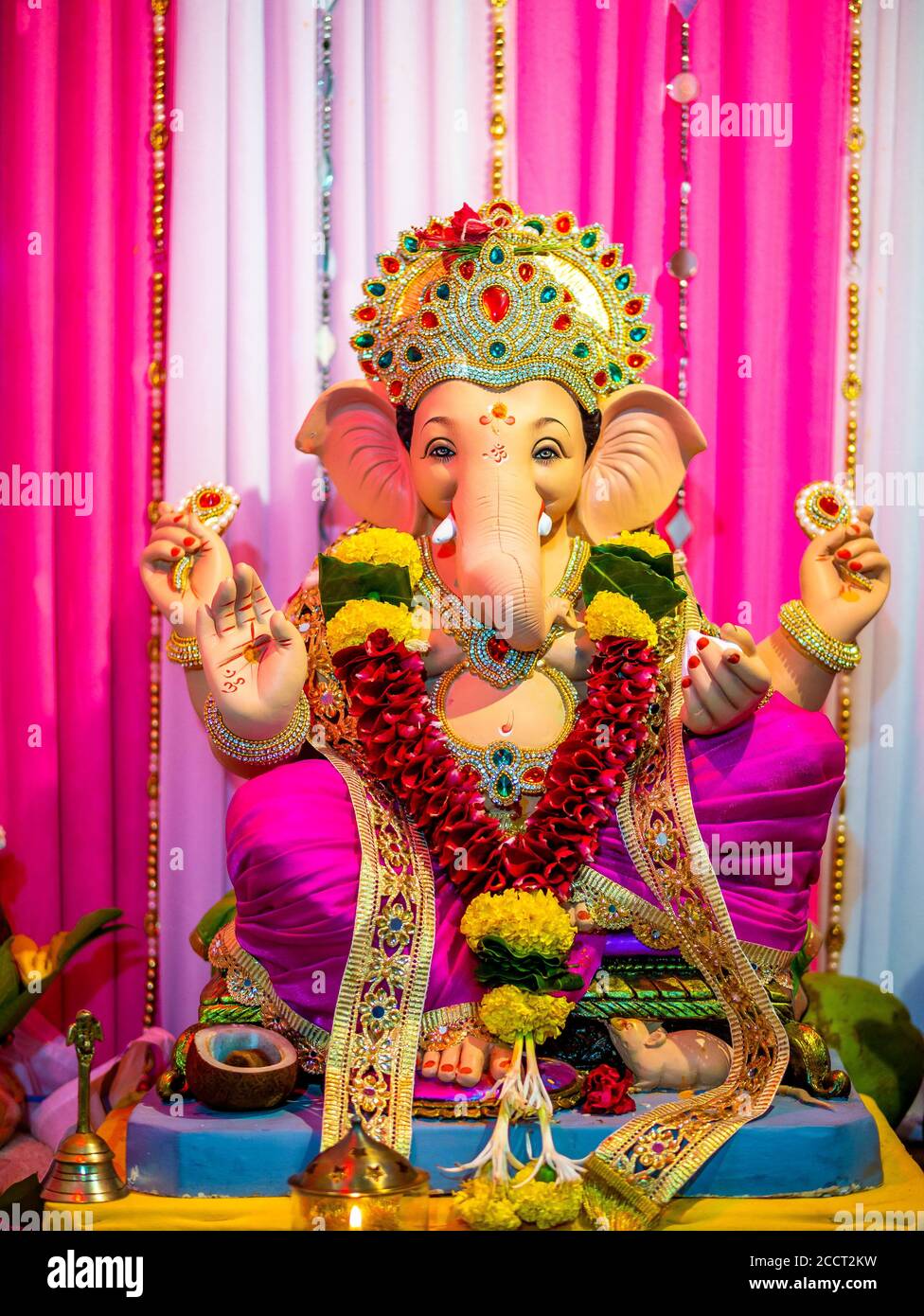 Closed up of Lord Ganesha with white and ping background Stock Photo ...