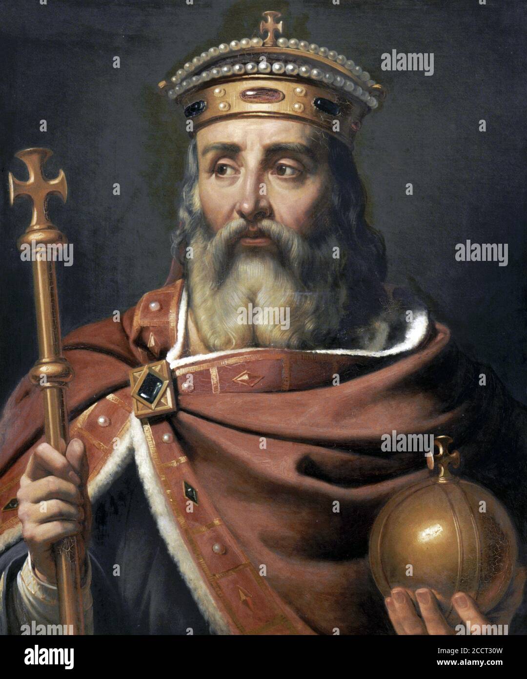 Emperor Charlemagne (748-814) by Louis-Joseph-Toussaint Rossignon, oil on canvas, c.1837/8 Stock Photo