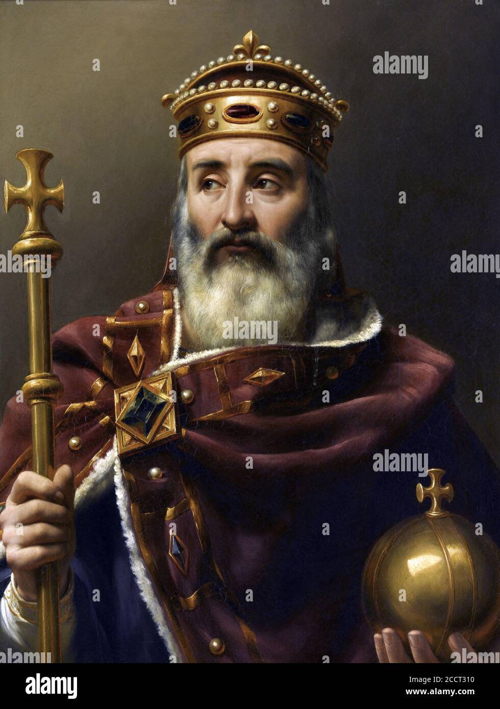 Emperor Charlemagne (748-814) by Louis-Félix Amiel, oil on canvas, 1837 Stock Photo