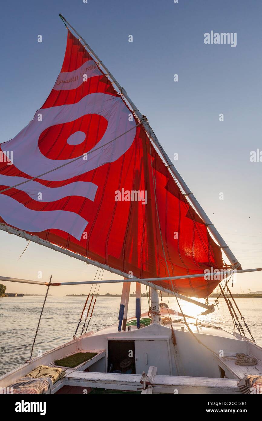 Felucca on the River Nile, Luxor, Egypt Stock Photo