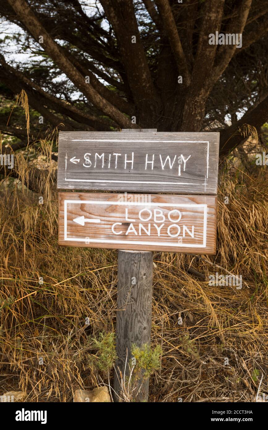 Trail sign to Lobo Canyon, Santa Rosa Island, Channel Islands National ...
