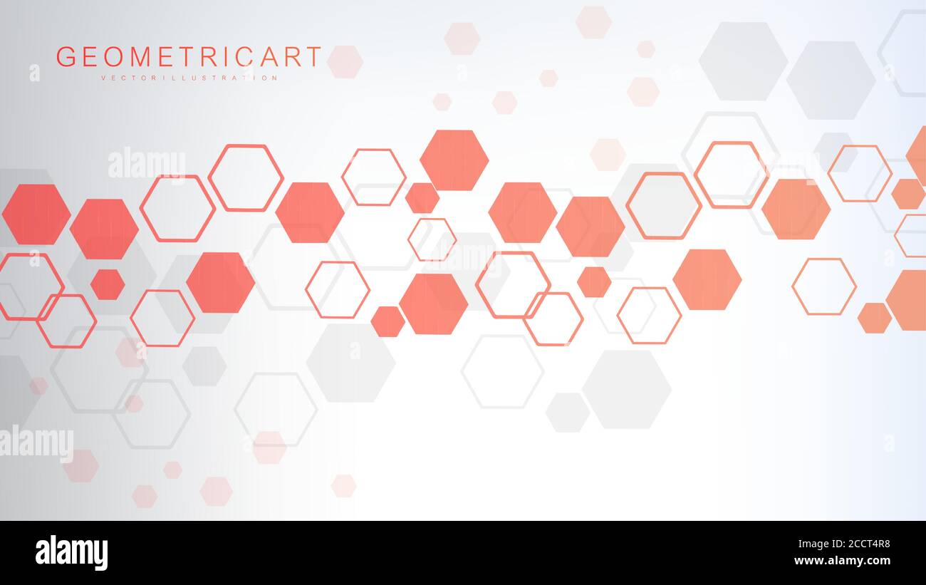 Hexagonal abstract background. Big Data Visualization. Global network connection. Medical, technology, science background. Vector illustration. Stock Vector
