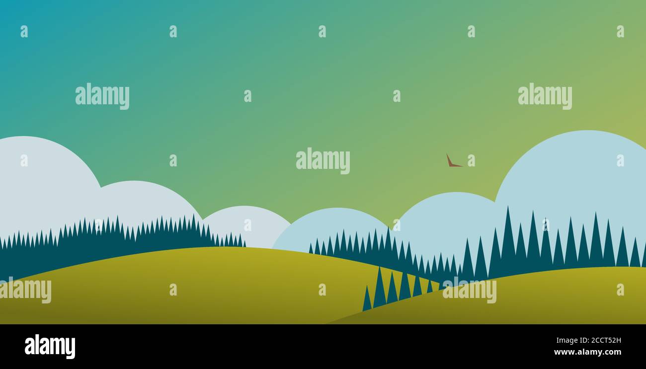 Landscape with fields and forests Stock Vector Image & Art Alamy