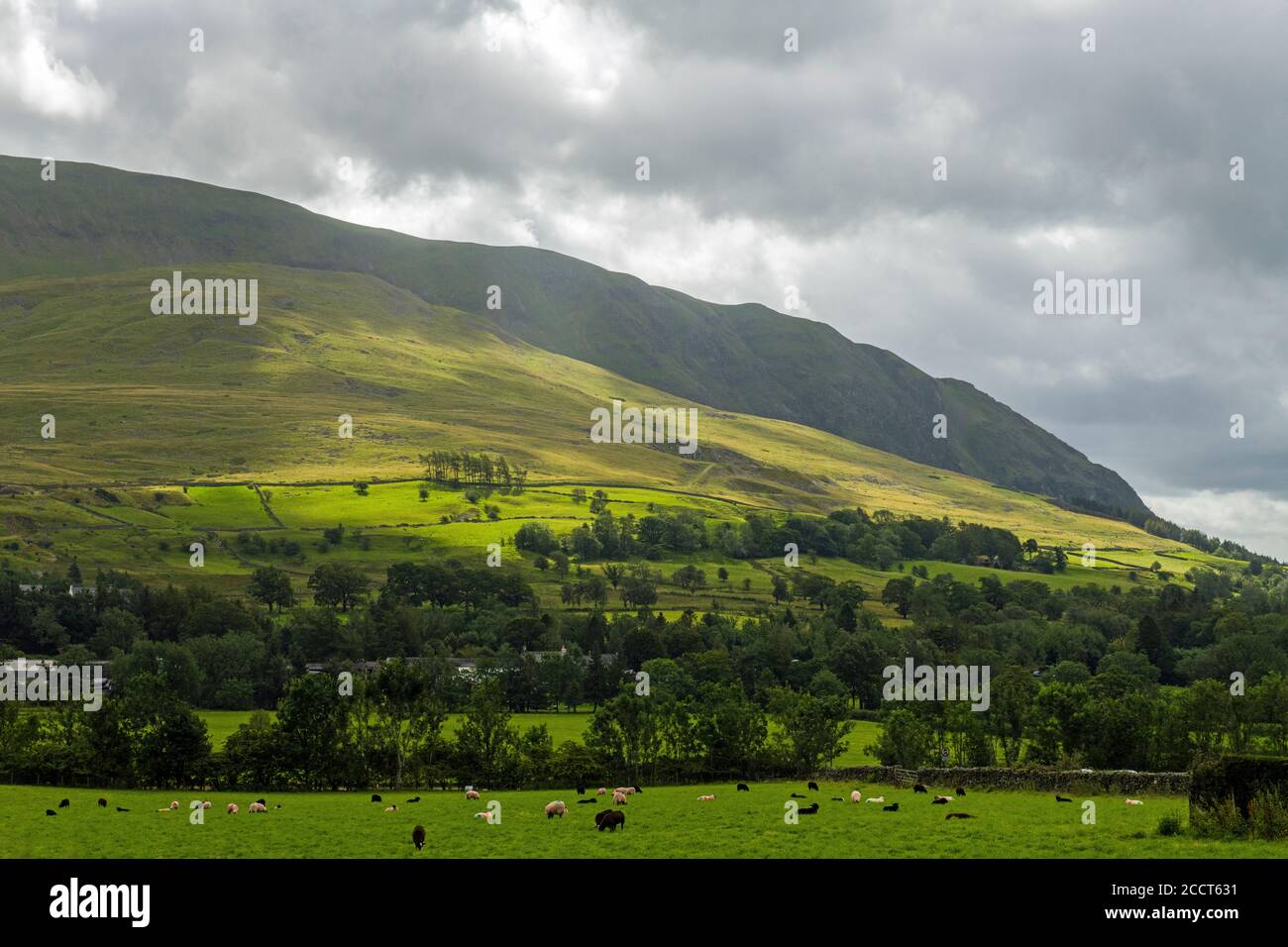Clough Head overlooking the Lake District village of Threlkeld, pronounced locally as 'Threkell' near Keswick in the Lake District National Park. Stock Photo