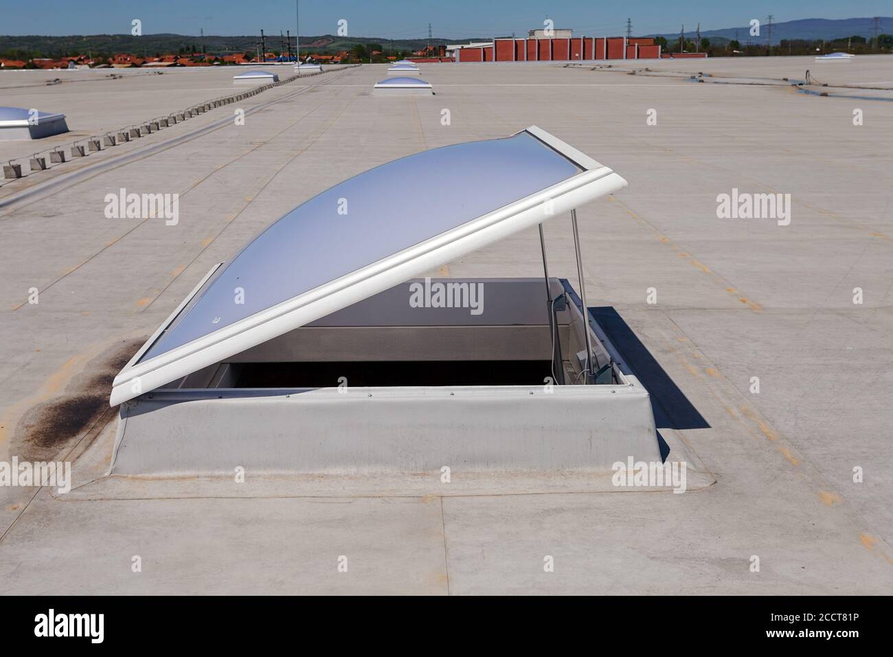 open roof window on the industrial hall Stock Photo Alamy
