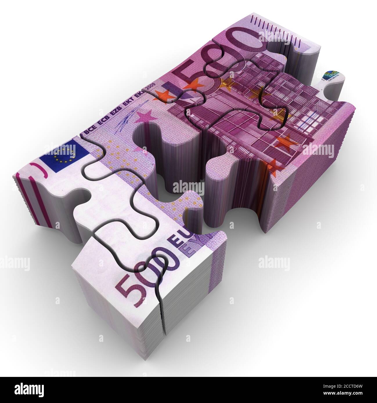 A pack of European banknotes in the form of a puzzle. A pack of ...