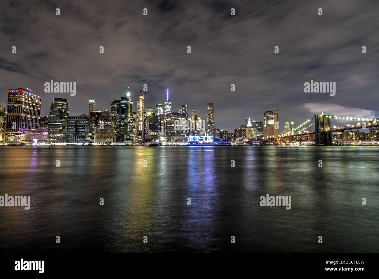 New York City Skyline from Brooklyn Bridge Park Stock Photo