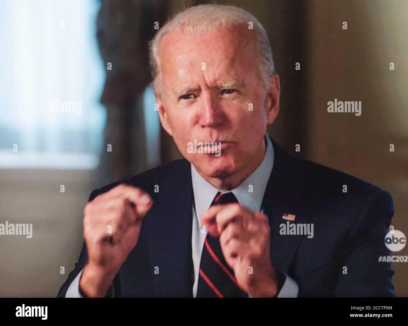 Wilmington, Delaware, USA. 23rd Aug, 2020. The general election Democratic ticket of Vice President JOE BIDEN and Senator Kamala Harris (D-CA) are seen in a screen grab of their first sit-down interview conducted by David Muir on ABC News 'World News Tonight.' Credit: ABC News/ZUMA Wire/Alamy Live News Stock Photo