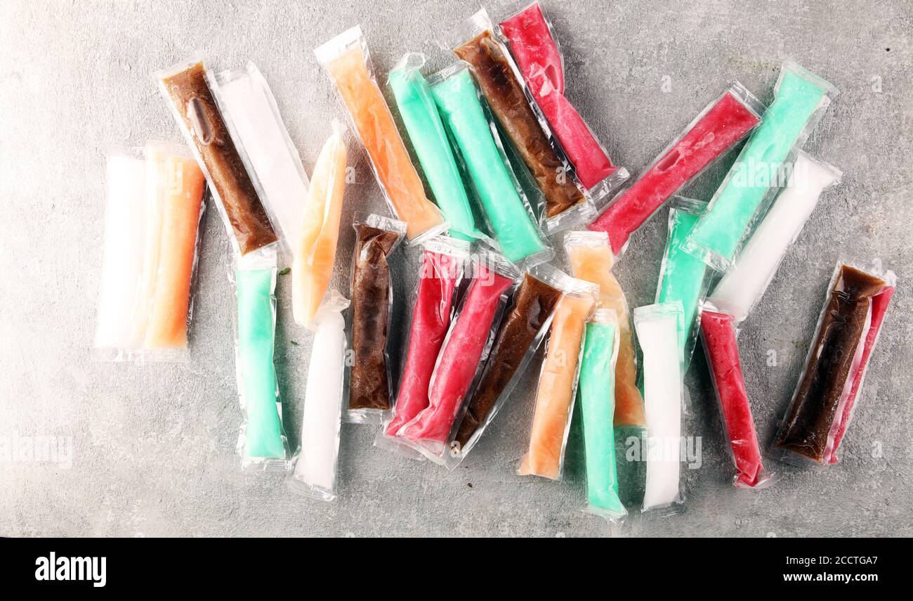 Colorful frozen fruit bar ice pops. Popsicle with fruit taste Stock Photo Alamy