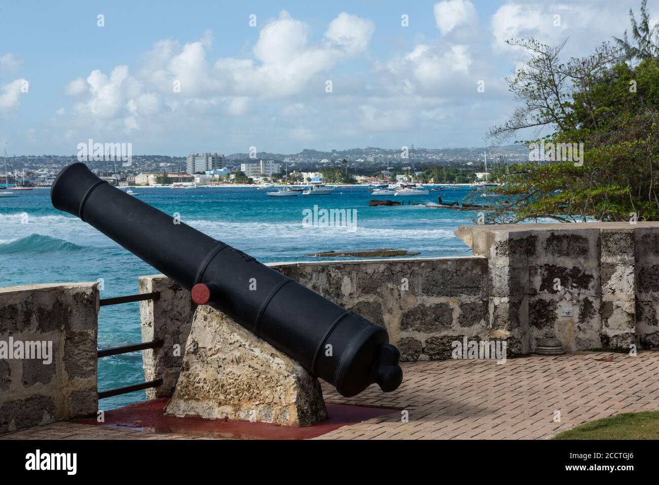 Charles Fort was built on Needham's Point in 1650 to protect Carlisle Bay on Barbados from pirates.  It was the largest fort on the island. Bridgetown Stock Photo