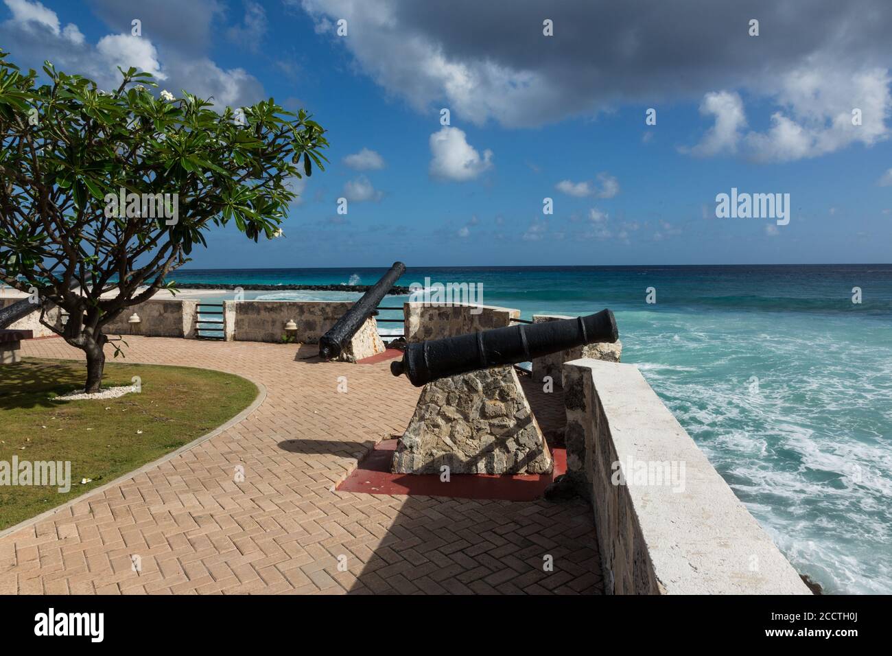 Charles Fort was built on Needham's Point in 1650 to protect Carlisle Bay on Barbados from pirates.  It was the largest fort on the island. Bridgetown Stock Photo