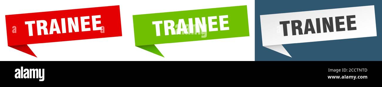 trainee banner sign. trainee speech bubble label set Stock Vector