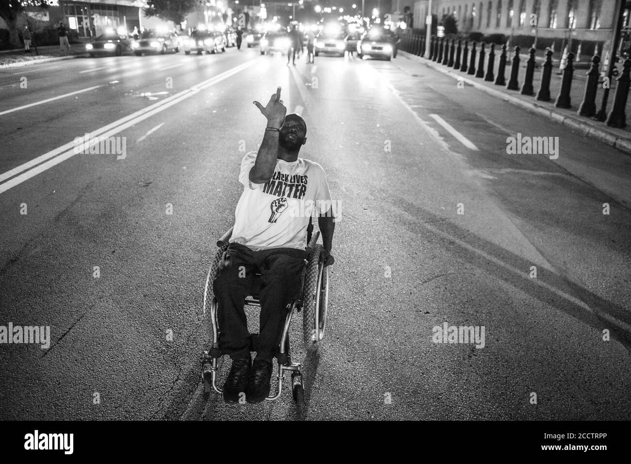 Louisville Ky Usa 23rd Aug 2020 A Black Lives Matter Protestor Demonstrates At The Corner Of