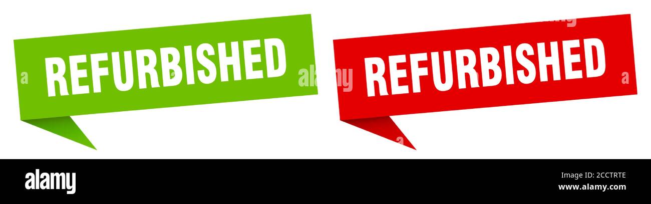 refurbished banner sign. refurbished speech bubble label set Stock Vector