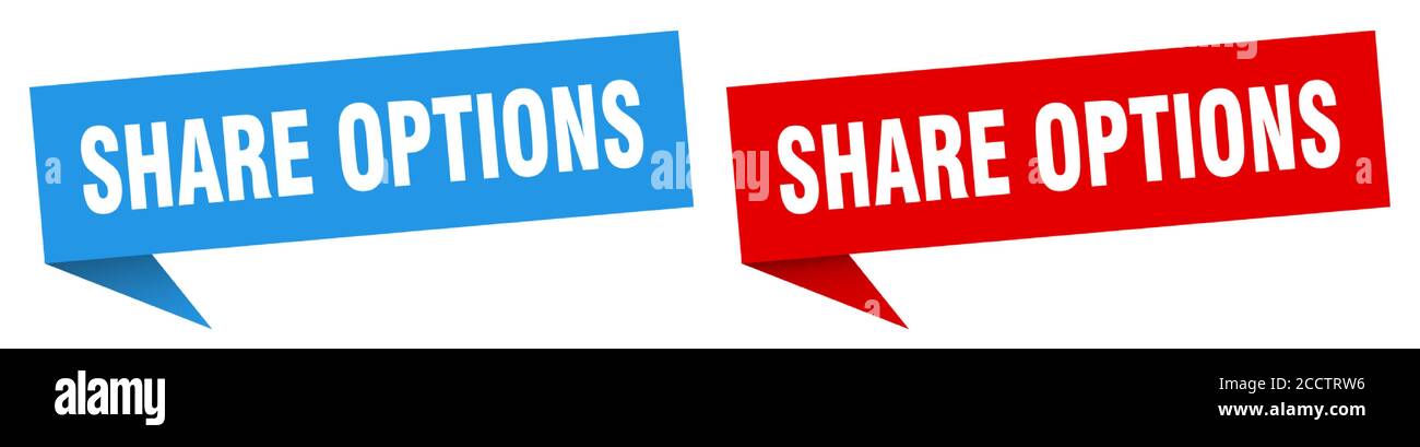 share options banner sign. share options speech bubble label set Stock ...