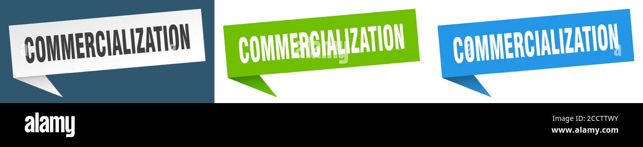 commercialization banner sign. commercialization speech bubble label set Stock Vector