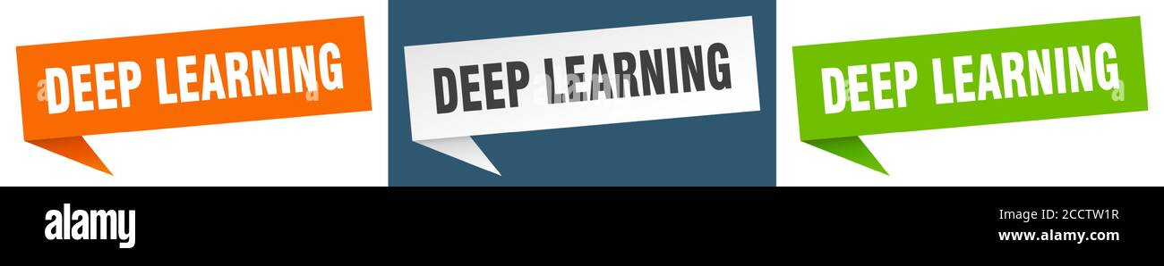 deep learning banner sign. deep learning speech bubble label set Stock ...
