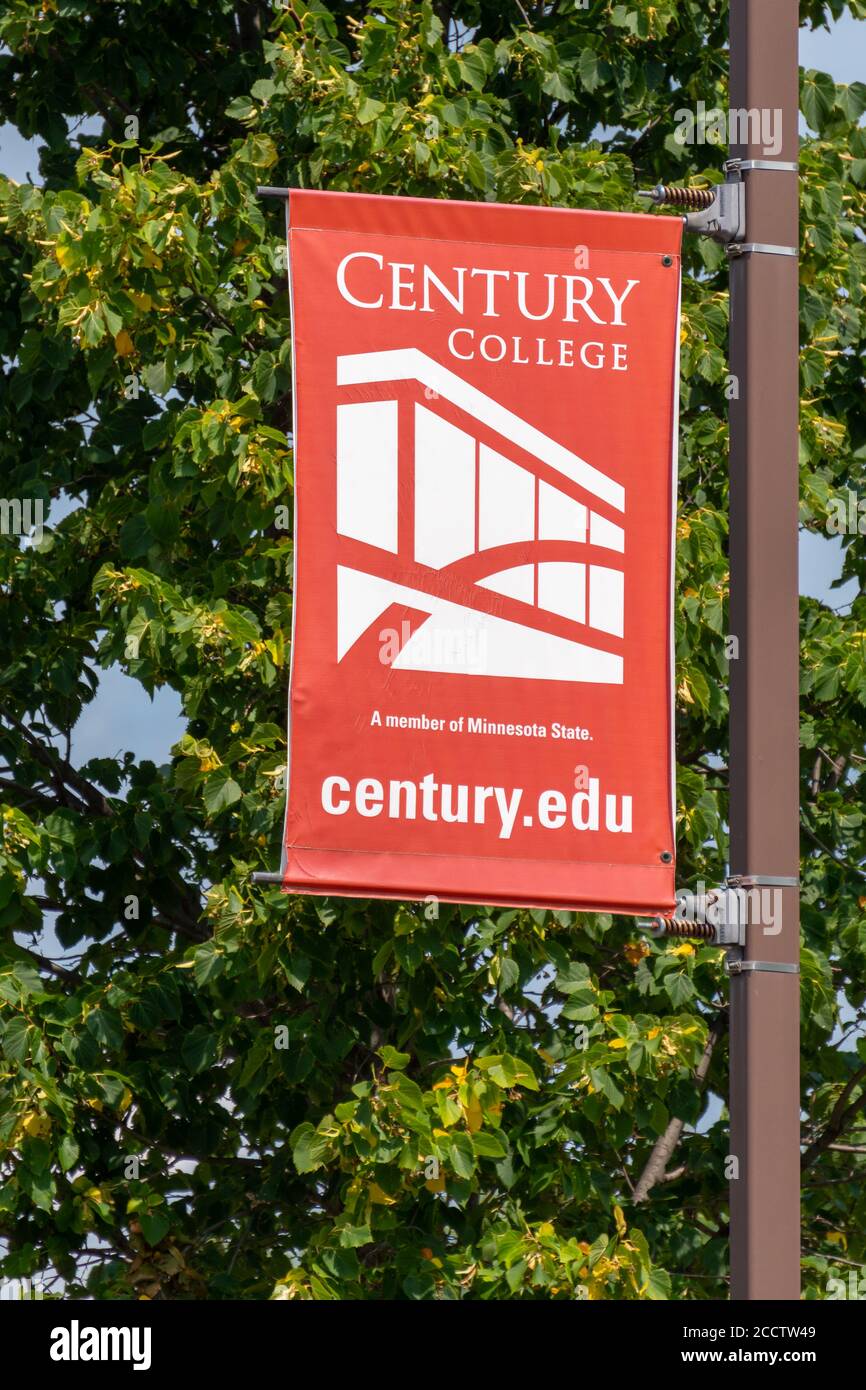 WHITE BEAR LAKE, MN/USA - AUGUST 23, 2020: Century College campus banner and logo. Stock Photo