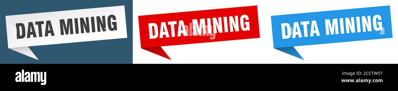 data mining banner sign. data mining speech bubble label set Stock Vector