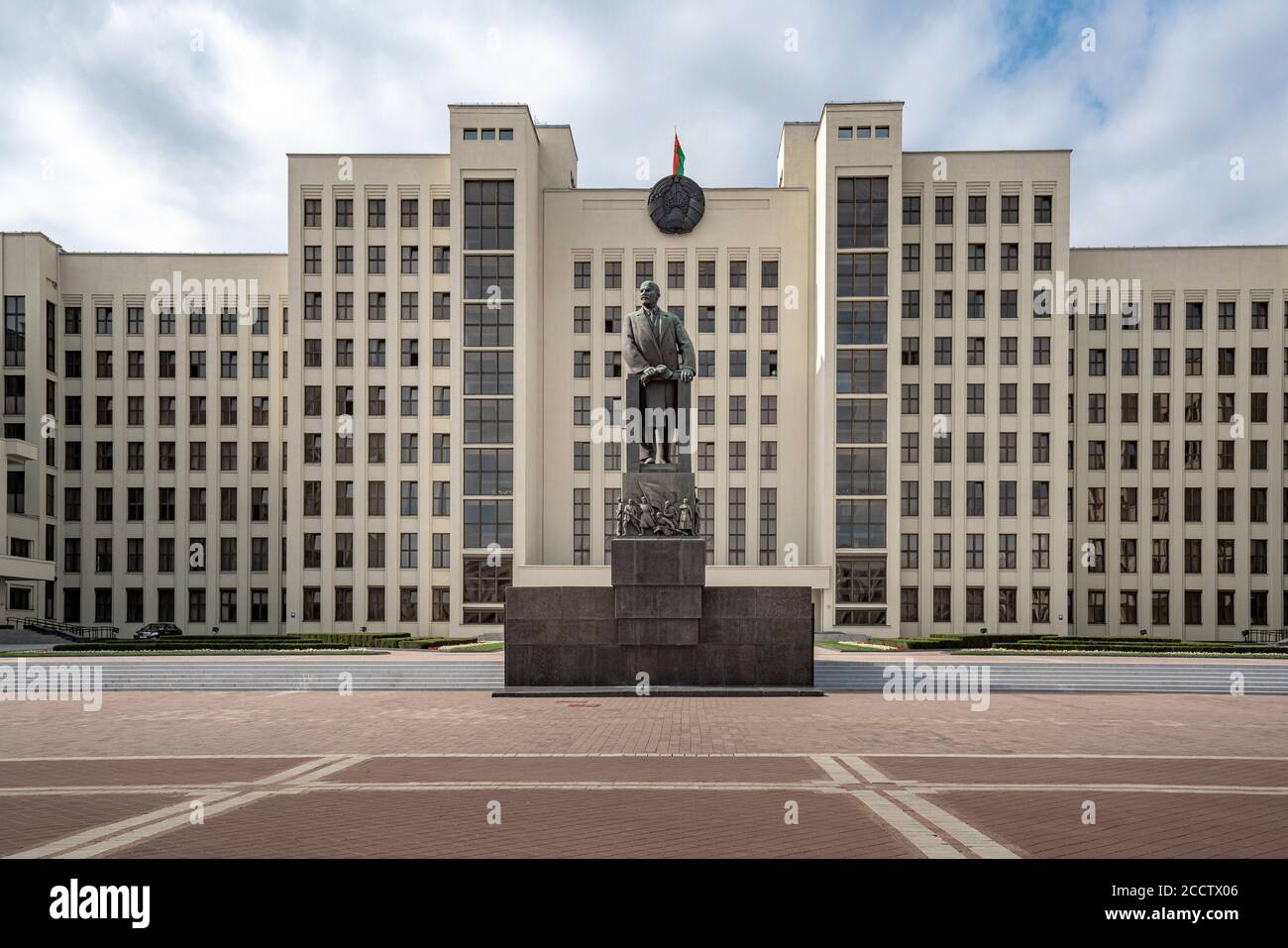 House of Government and Lenin Monument - Minsk, Belarus Stock Photo