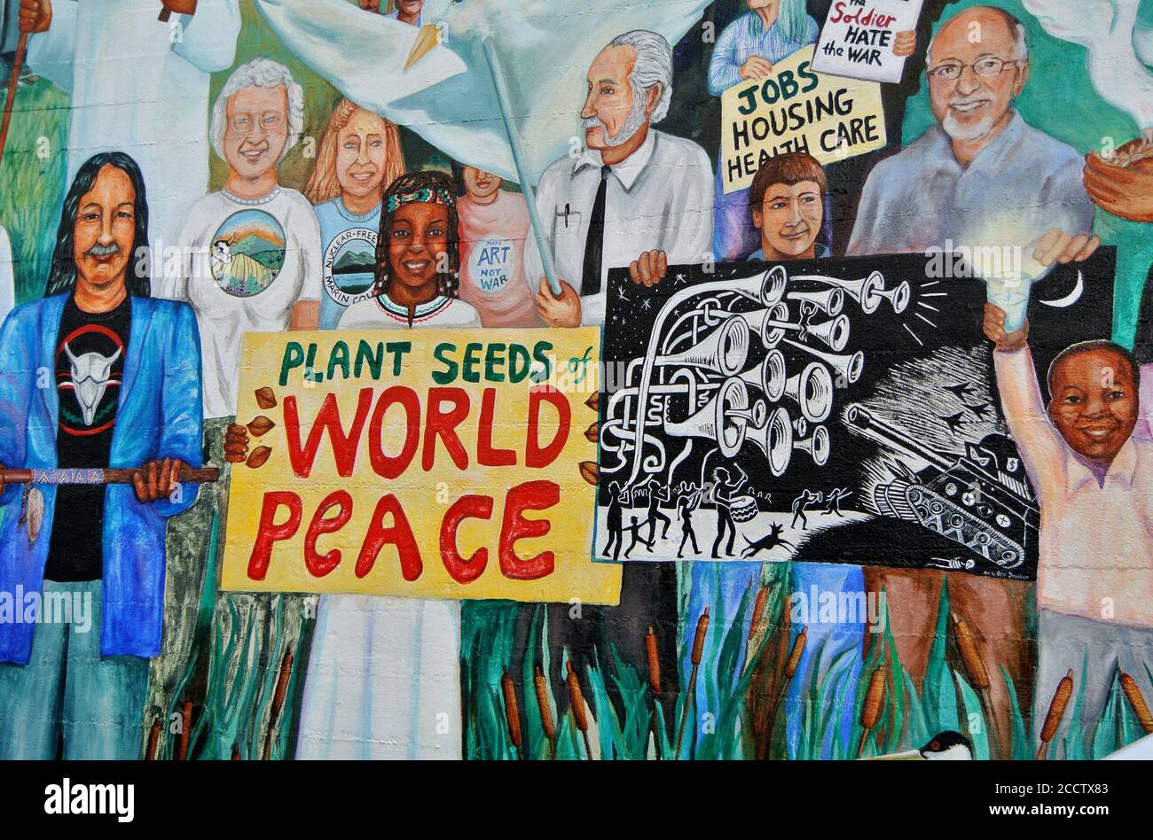 mural painting in fairfax california supports world peace jobs