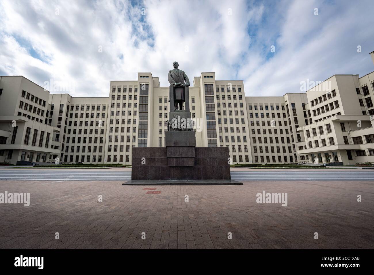 House of Government and Lenin Monument - Minsk, Belarus Stock Photo