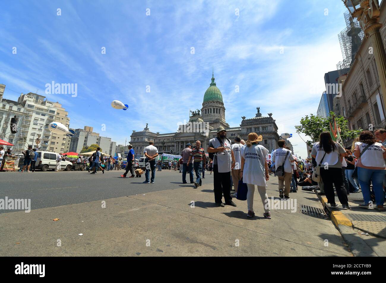 Workers protest in the Argentine Congress Stock Photo