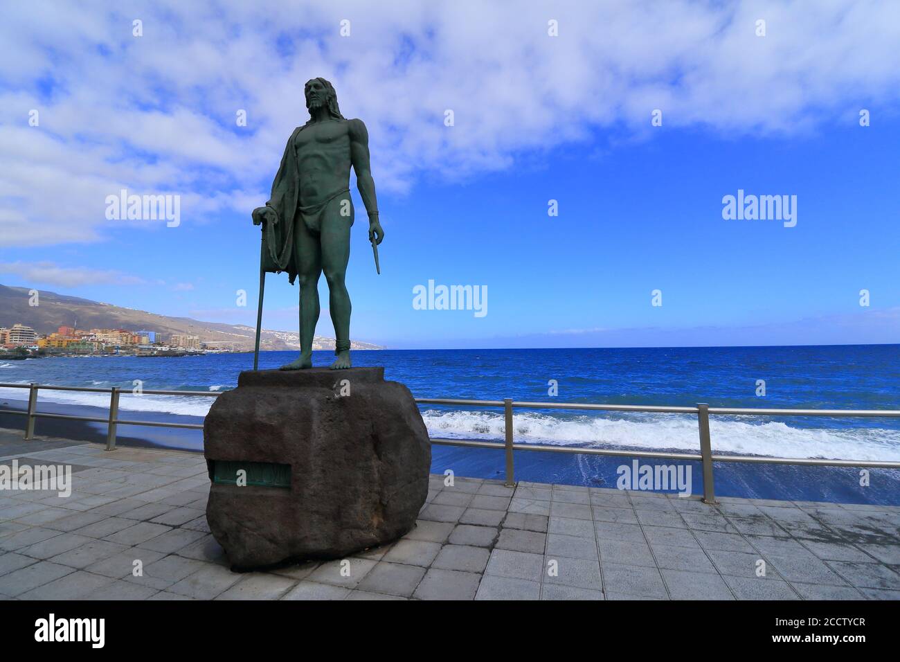 Statue of a Guanche situated in Candelaria, Tenerife, Canary Islands, Spain. Stock Photo