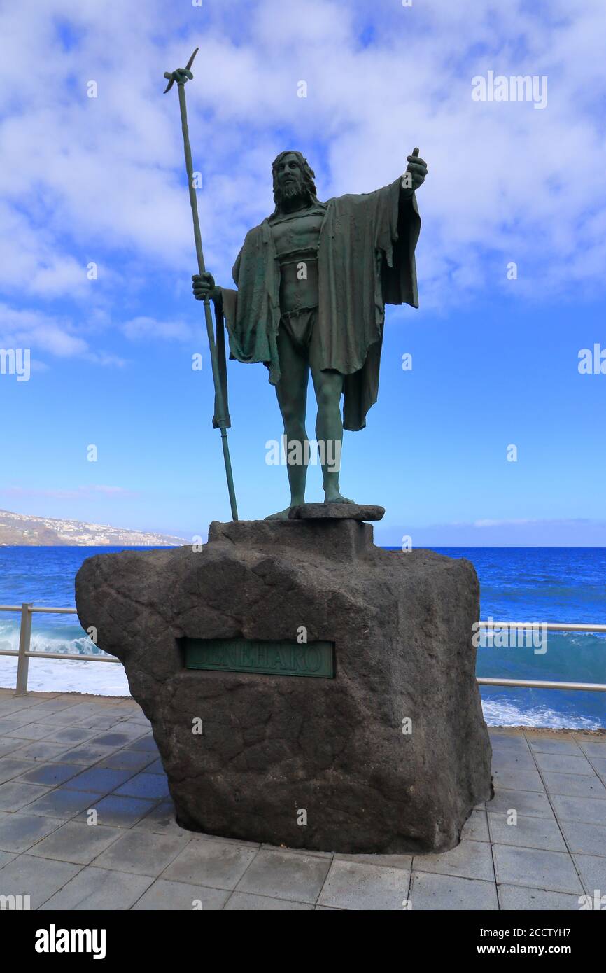 Statue of a Guanche situated in Candelaria, Tenerife, Canary Islands, Spain. Stock Photo