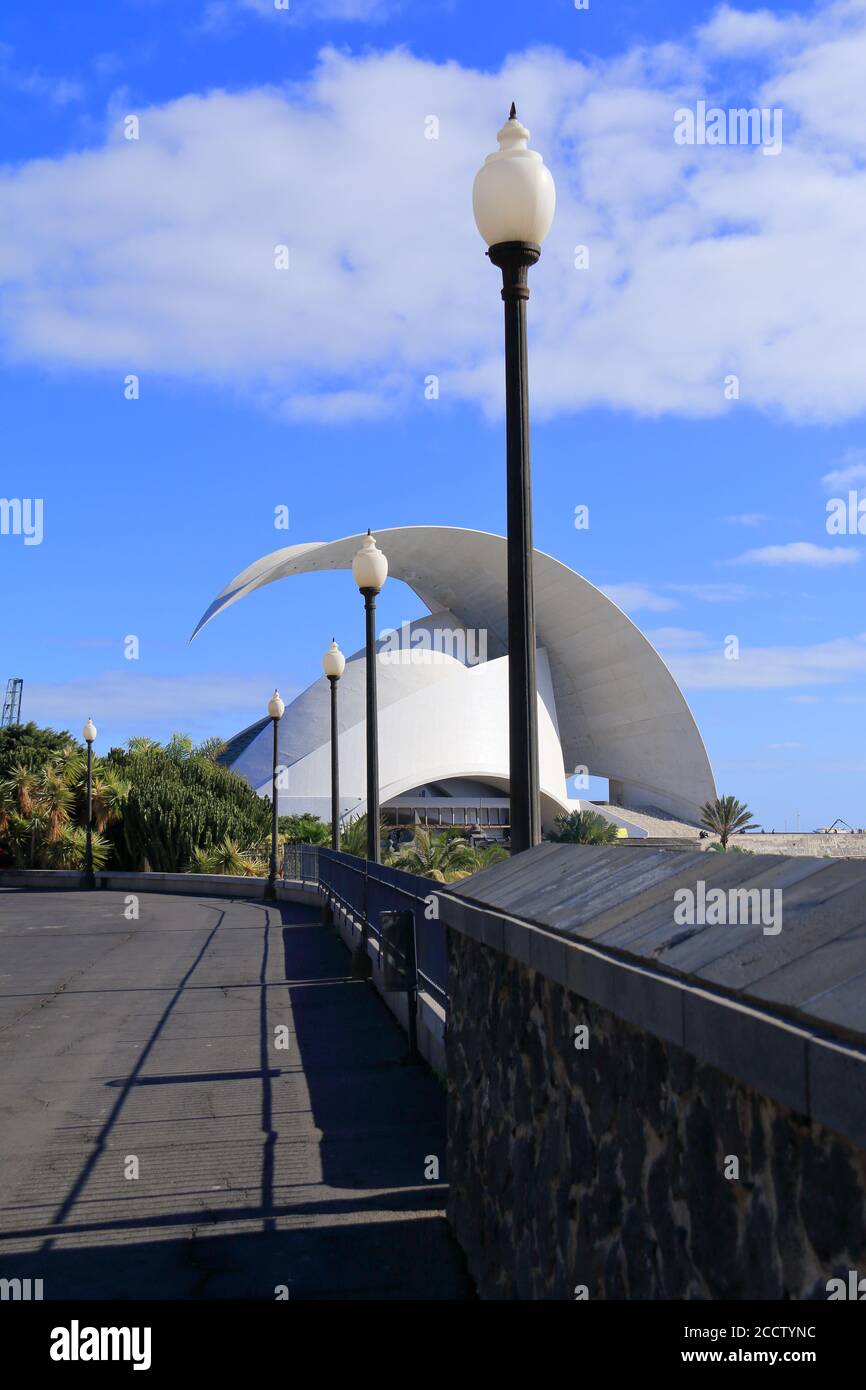 Tenerife, Canary islands, Spain; March 5th 2018: The Tenerife Auditorium 'Adán Martín' is the work of architect Santiago Calatrava Valls. It is locate Stock Photo