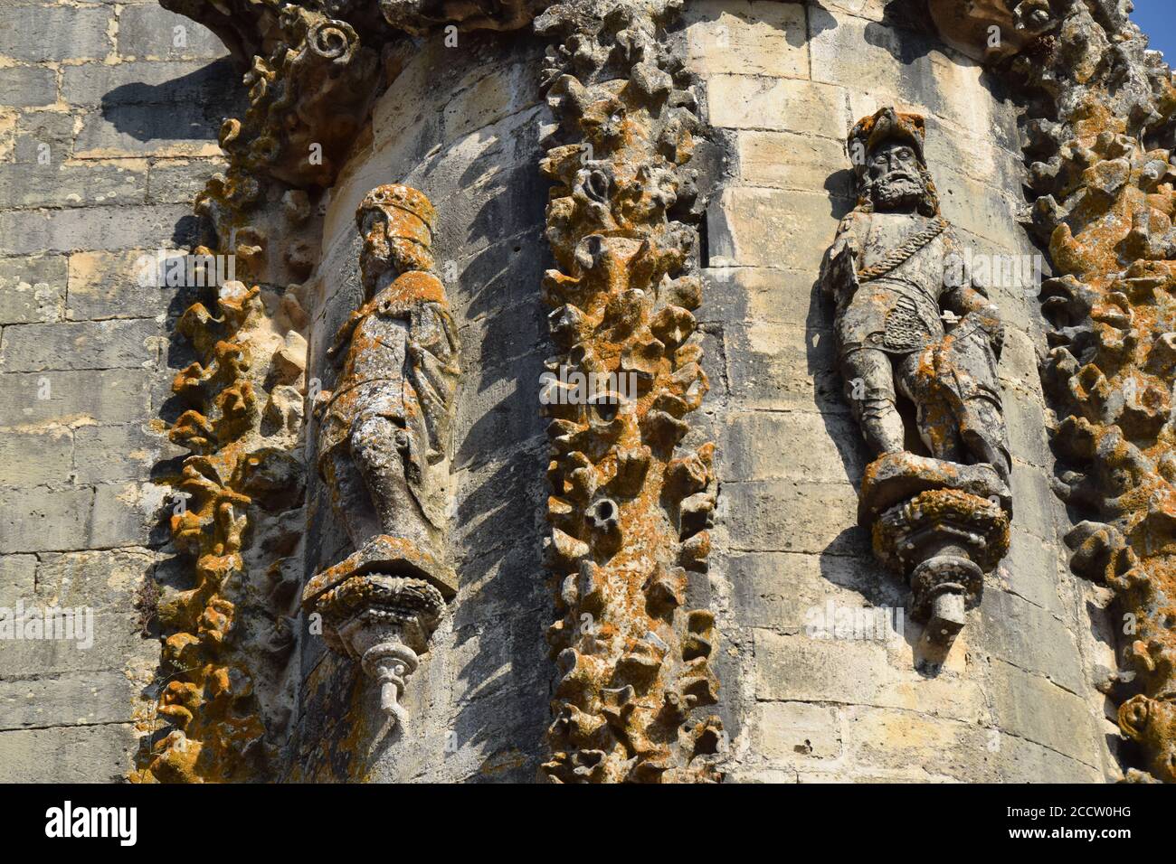 Convent of the Christ Tomar Portugal historical monument of the templars templarios details of the sculptures walls Stock Photo
