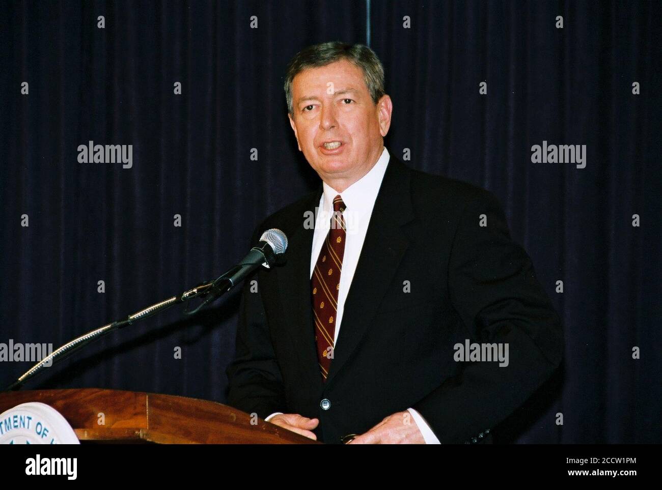 John Ashcroft speaking at the National Fair Housing Month Event Stock