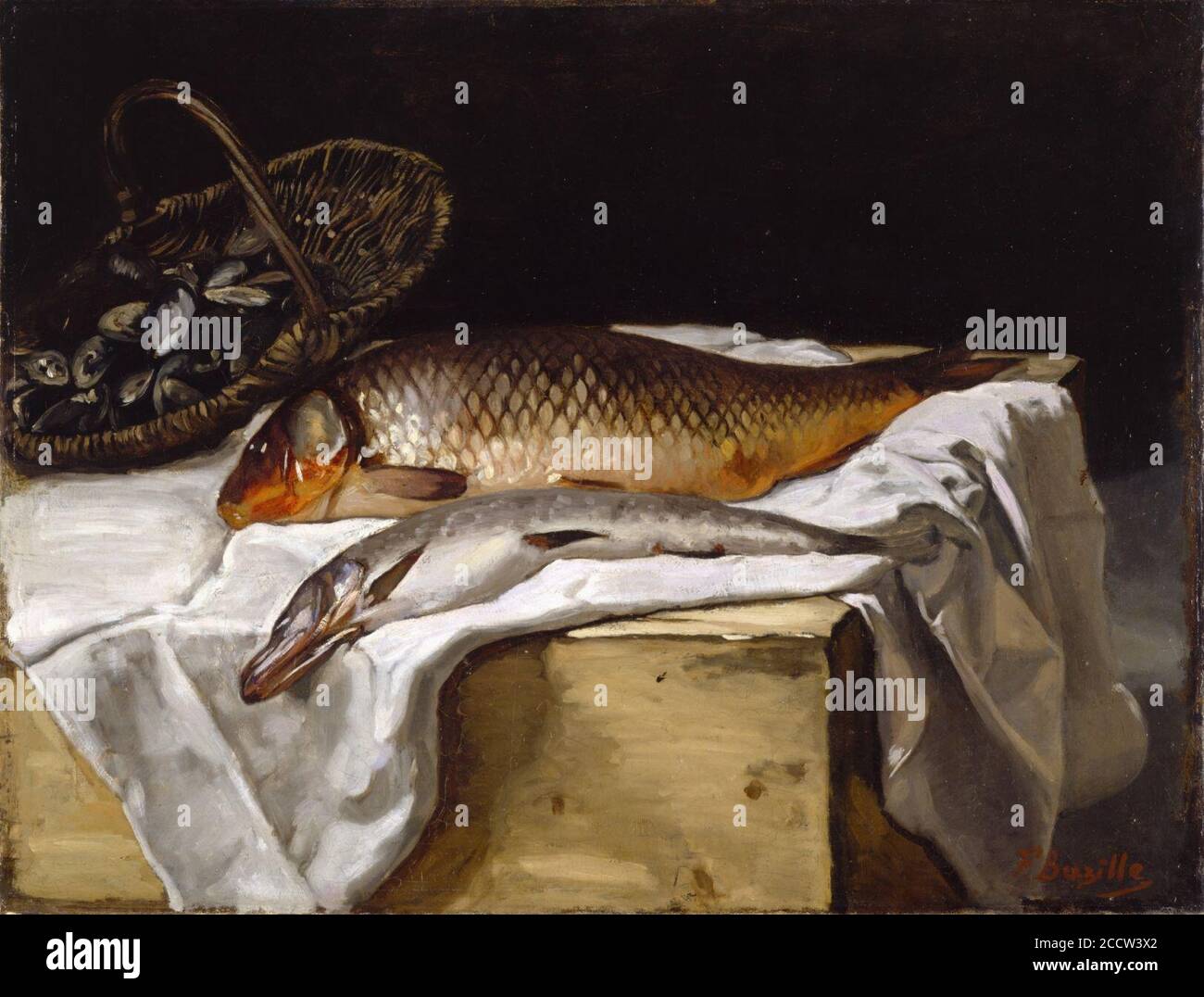 Jean-Frederic Bazille - Still Life with Fish Stock Photo